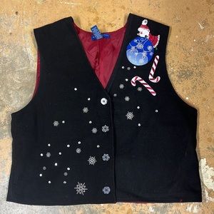 Cute black Christmas button up vest